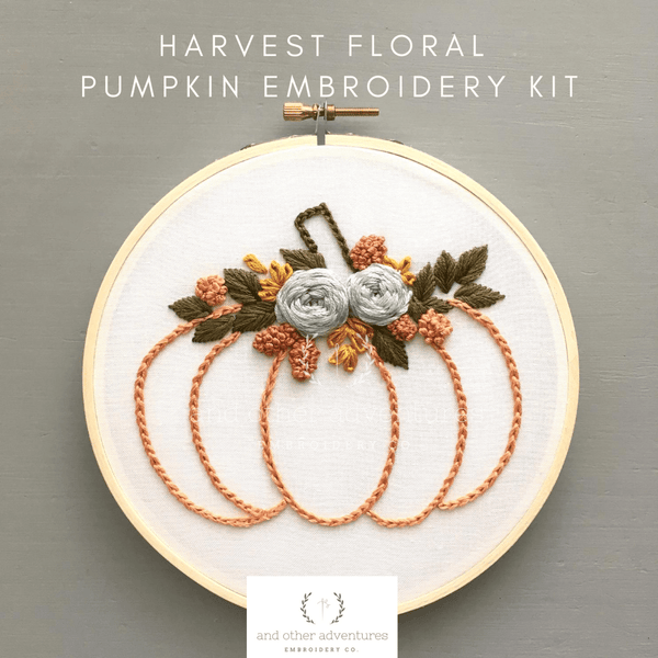 And Other Adventures Embroidery Co Embroidery Kit Harvest Floral Pumpkin  (Beginner)