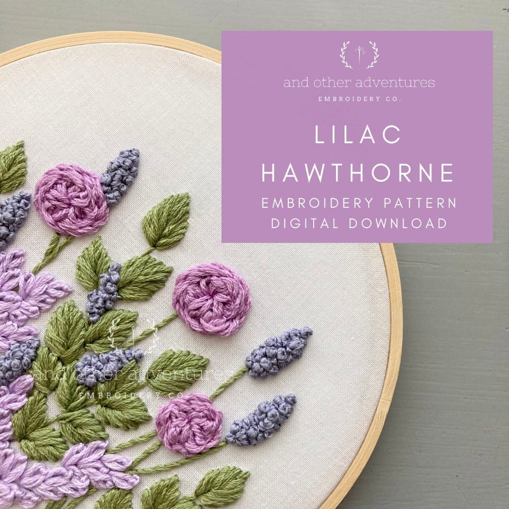 lavender flower embroidery patterns Hand Embroidery PATTERN - Lilac Hawthorne