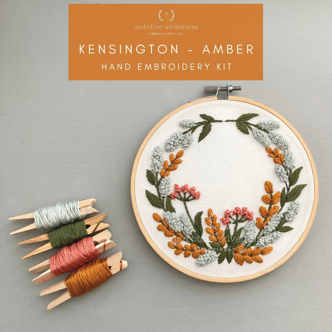 Kensington in Amber Hand Embroidery Kit floral wreath by And Other Adventures Embroidery Co
