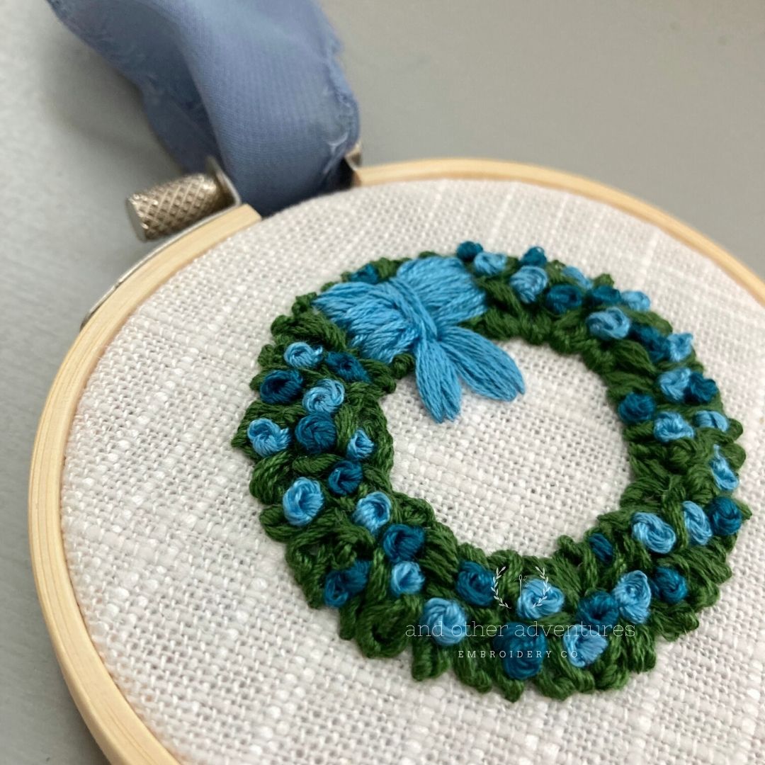 Embroidery Kit: Hawthorne in Peach & Sky Blue