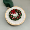 Red, Pink, and Green Holiday Color Palette, Hand Embroidered Christmas Ornament by And Other Adventures Embroidery Co