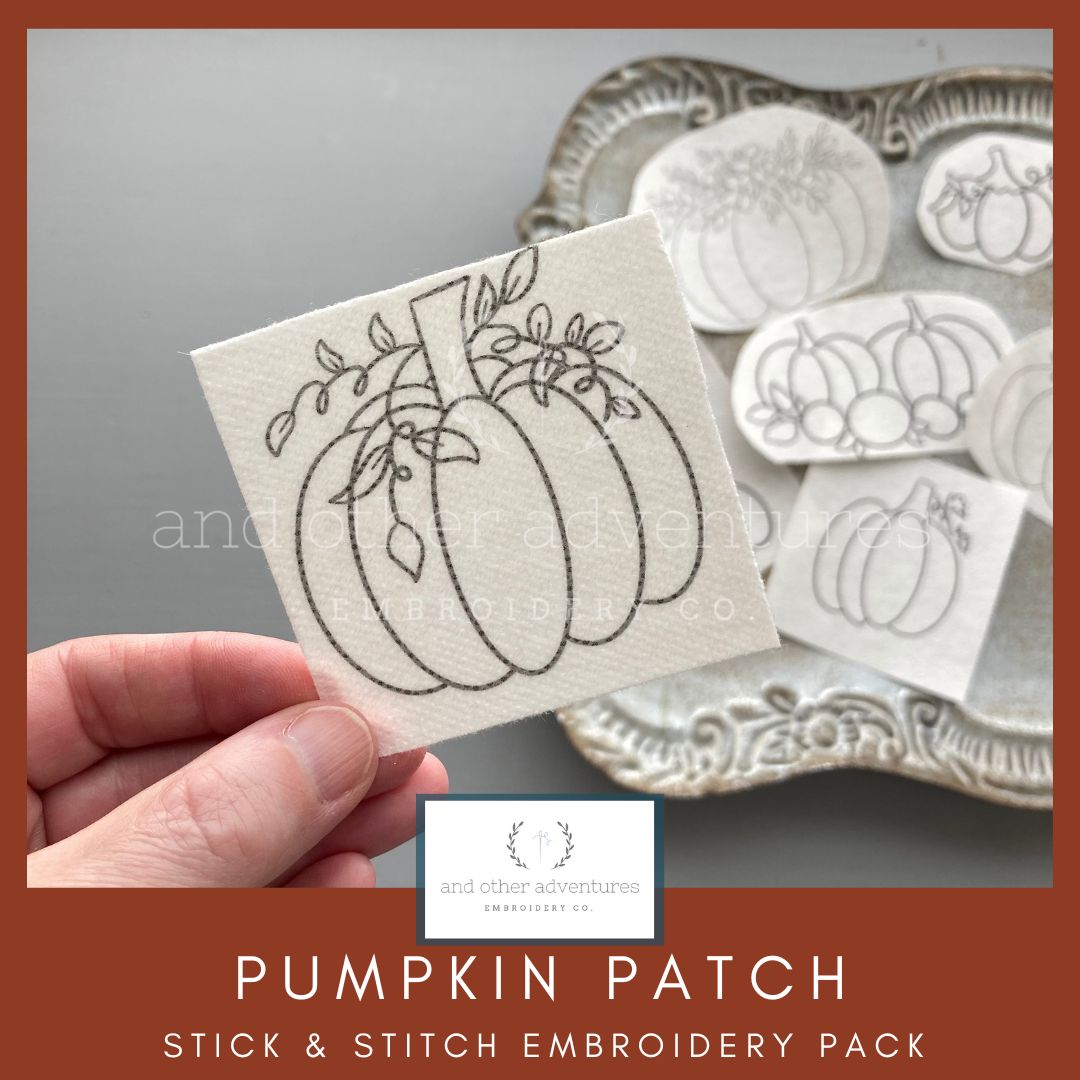 And Other Adventures Embroidery Co Embroidery Kit Green & Gold Floral  Pumpkin (Beginner)