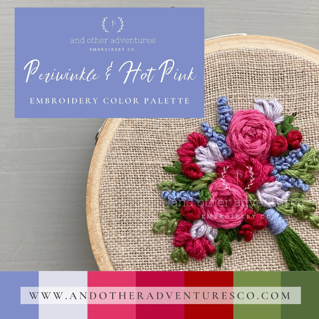 Periwinkle & Hot Pink Embroidery Color Palette | And Other Adventures Embroidery Co