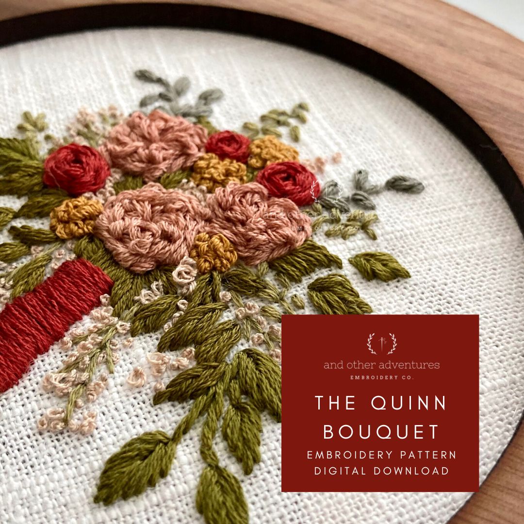 Hand Embroidered Fall Flowers Intermediate PDF Pattern | And Other Adventures Embroidery Co