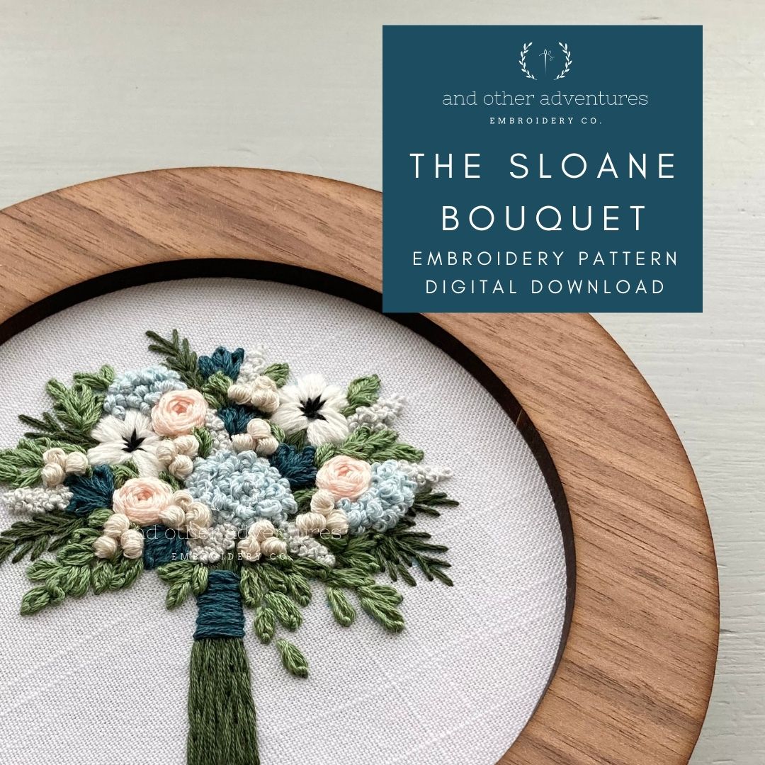 The Sloane Bouquet Hand Embroidery PDF Pattern Digital Download | And Other Adventures Embroidery Co