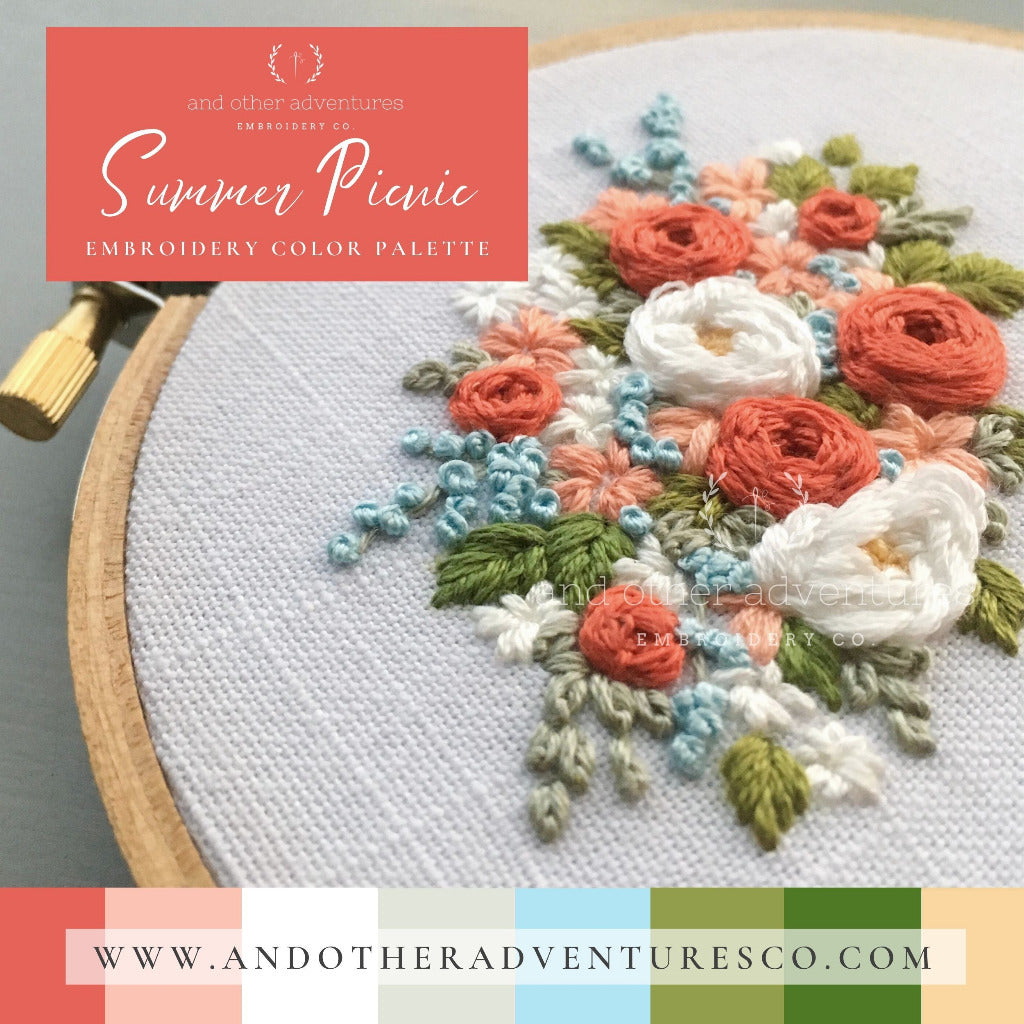 Summer Picnic Floss Color Palette | And Other Adventures Embroidery Co