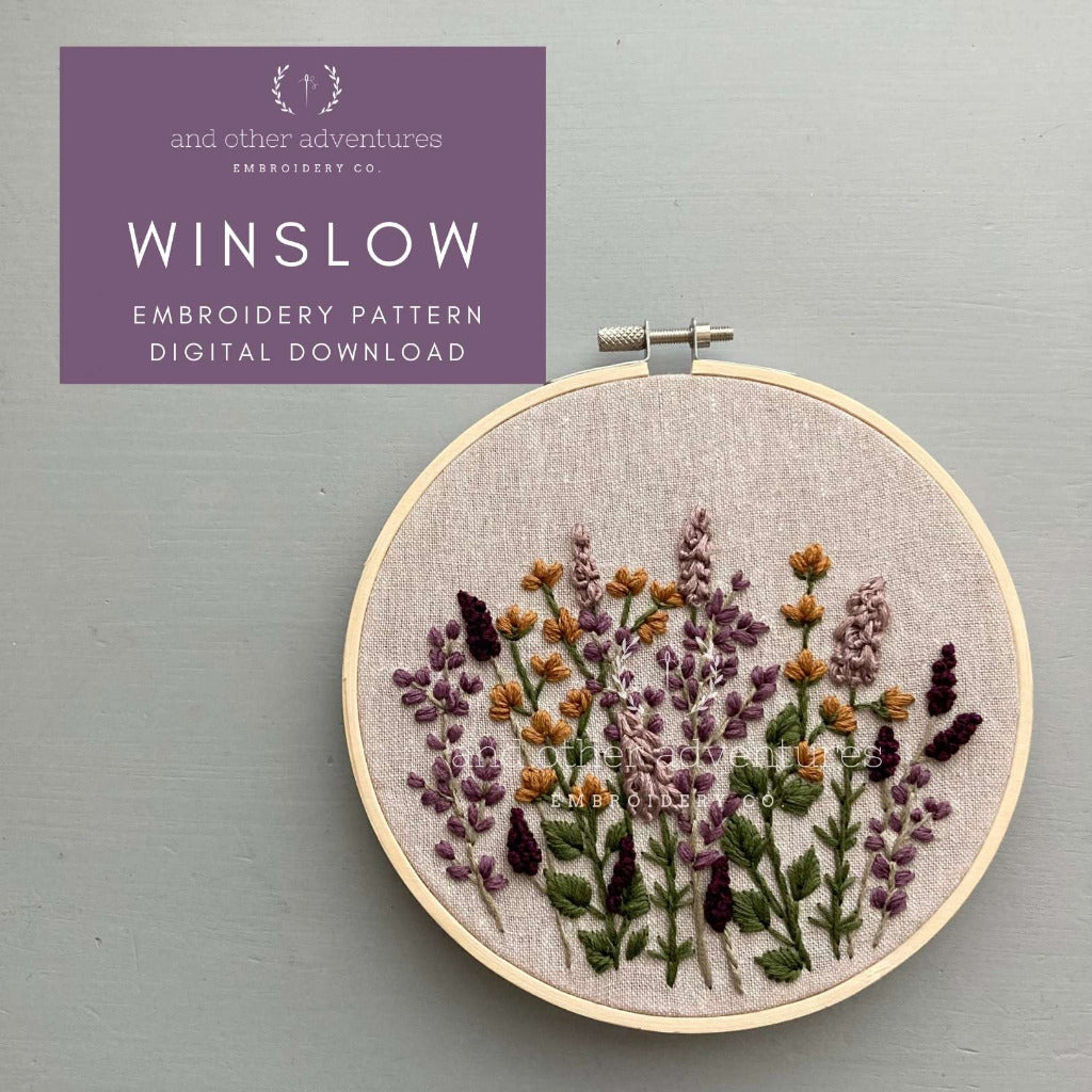 Winslow Hand Embroidery Pattern Digital Download Moody Purple Wildflowers | And Other Adventures Embroidery Co