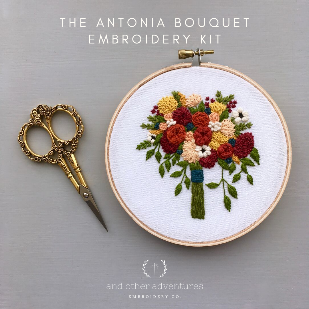 Hand Embroidery Kit -Fall Floral Bouquet - The Antonia by And Other Adventures Embroidery Co