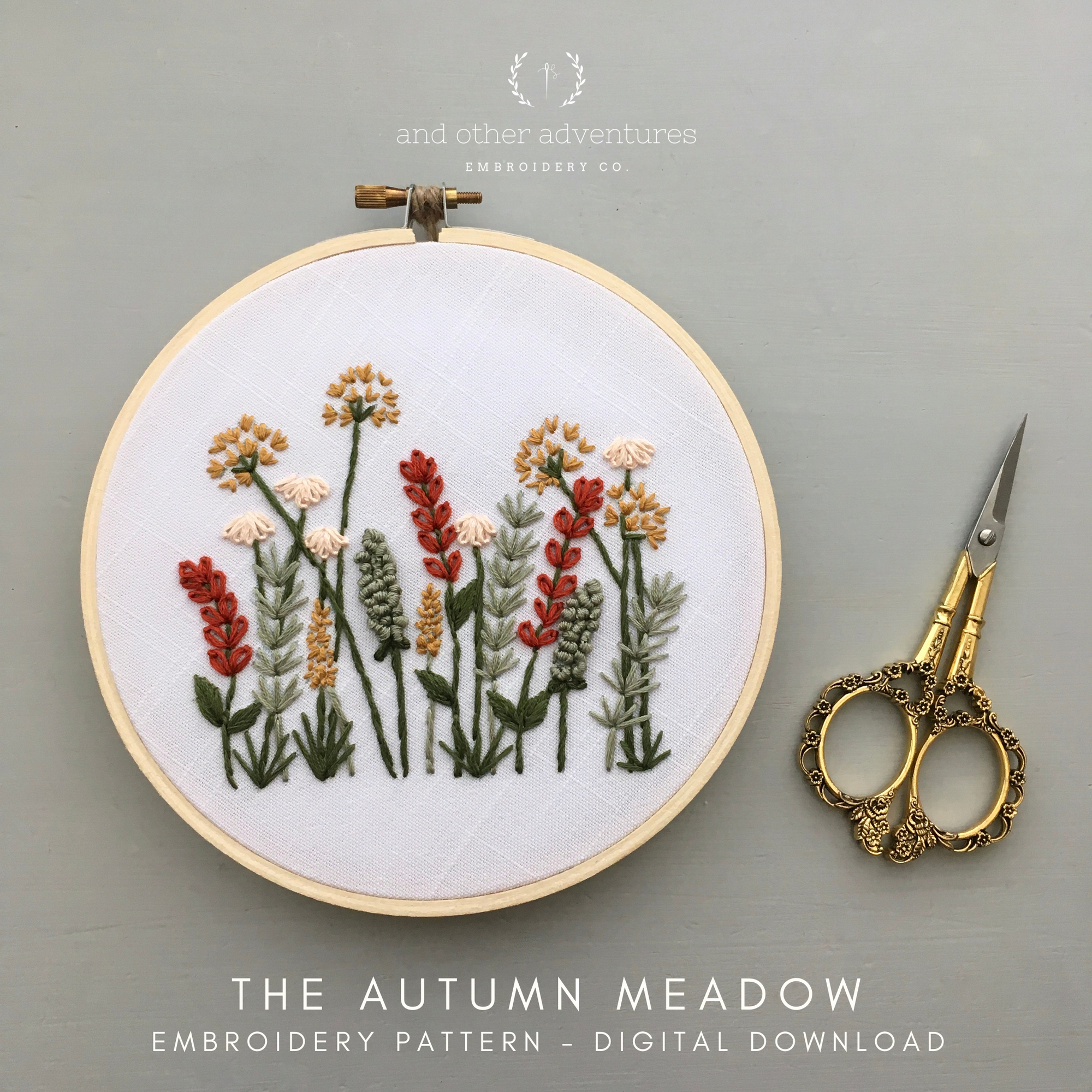 Beginner Hand Embroidery Pattern - Autumn Meadow by And Other Adventures Embroidery Co