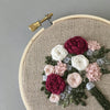 Magenta and pale pink hand embroidered bouquet digital pattern by And Other Adventures Embroidery Co