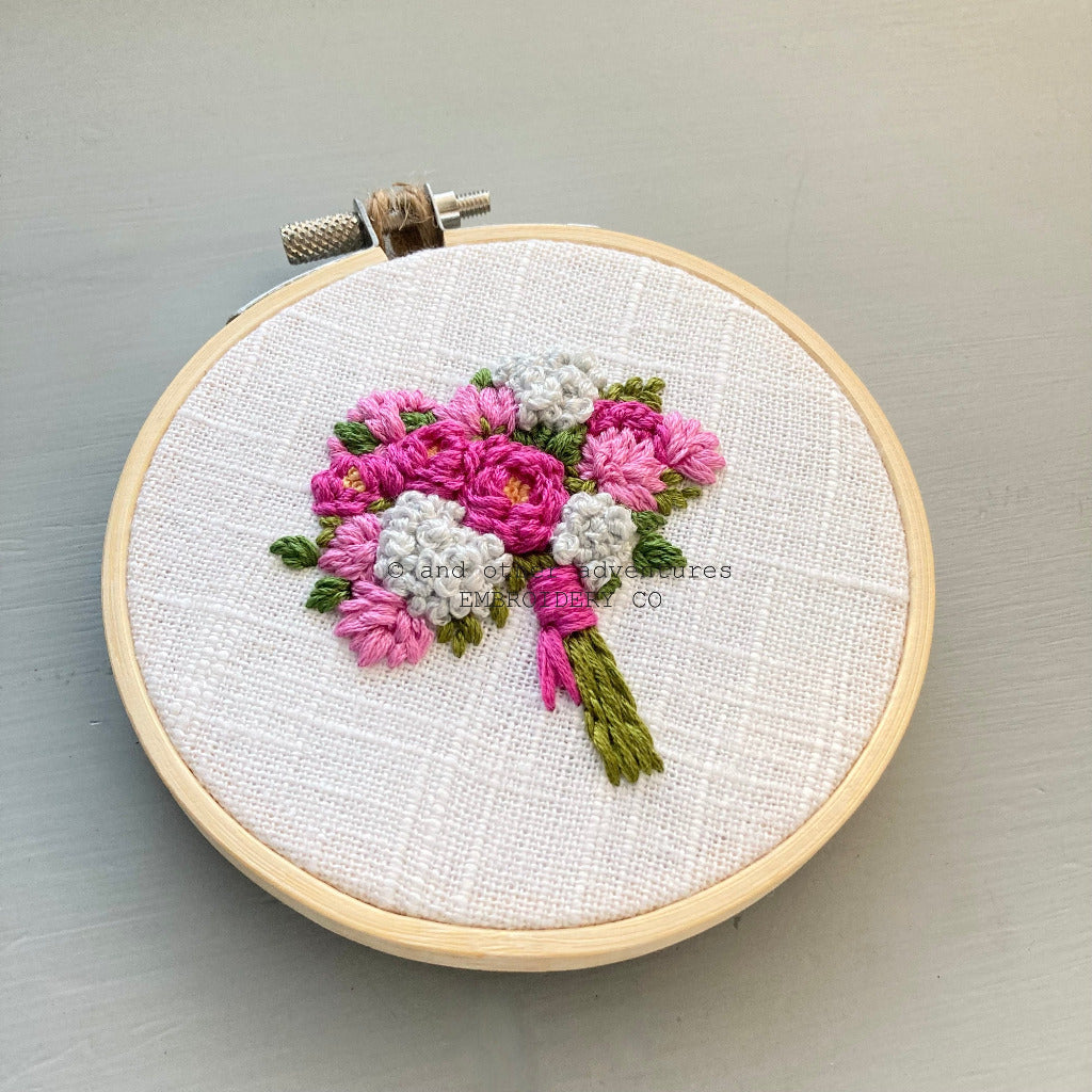 Learn how to Embroider Your Own Pink Fuschia Wedding Bouquet | And Other Adventures Embroidery Co