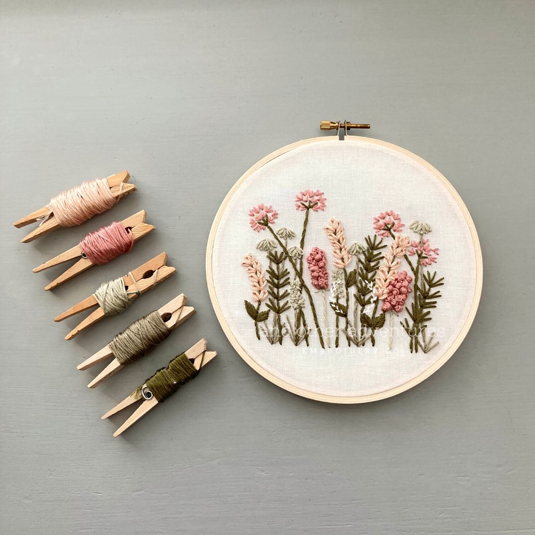 Hand Embroidery Kit - Meadow in Blush & Olive - And Other