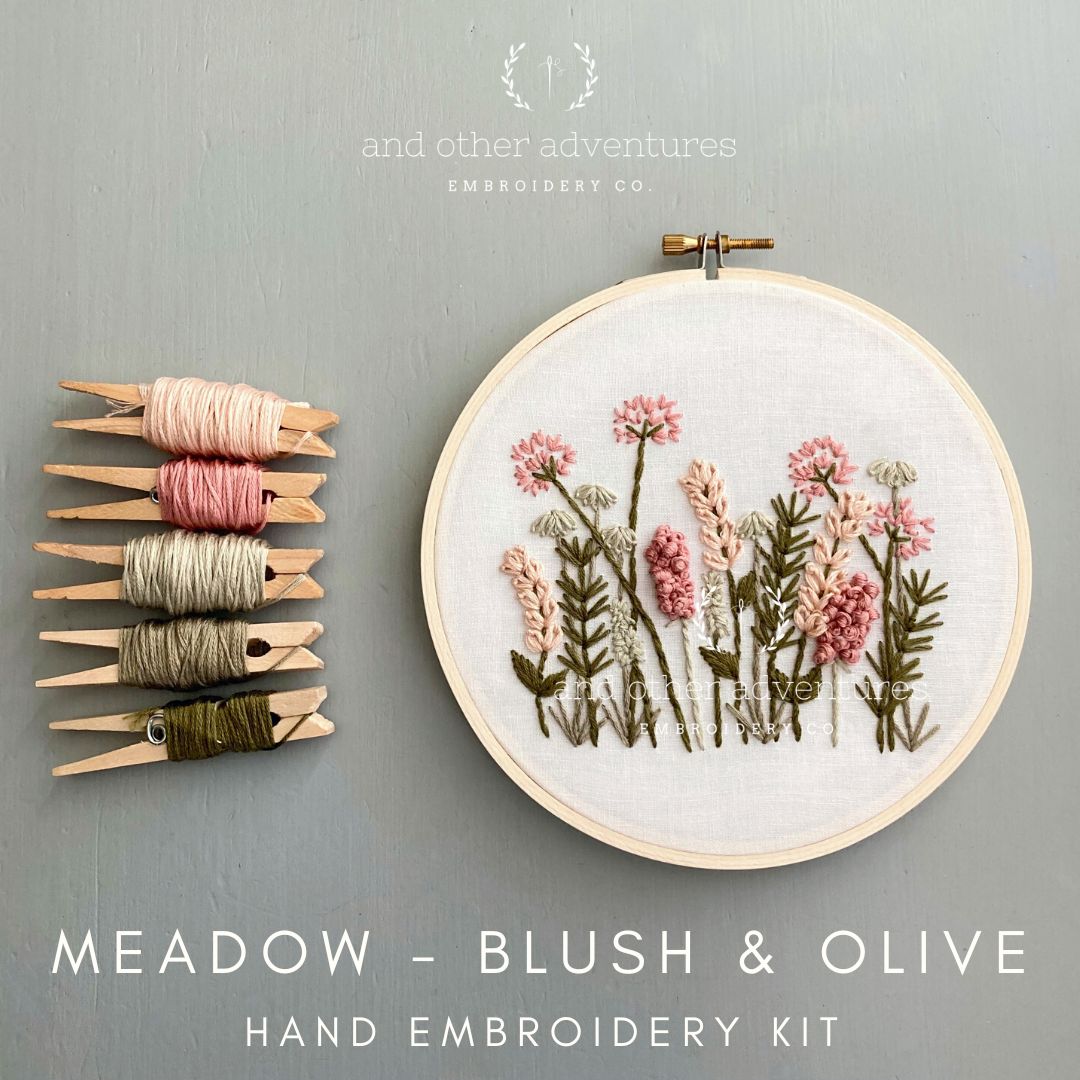 Meadow Blush and Olive Hand Embroidery Kit by And Other Adventures Embroidery Co