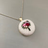 One of a kind hand embroidered flower necklace by And Other Adventures Embroidery Co