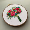 Bright Pink and Teal Hand Embroidered Flower Bouquet Digital Pattern | And Other Adventures Embroidery Co