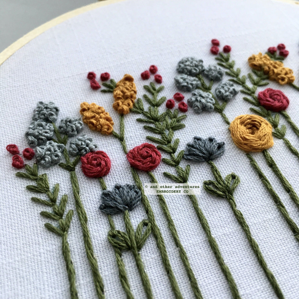 Hand Embroidery PDF Pattern - Meadow in Blush & Olive