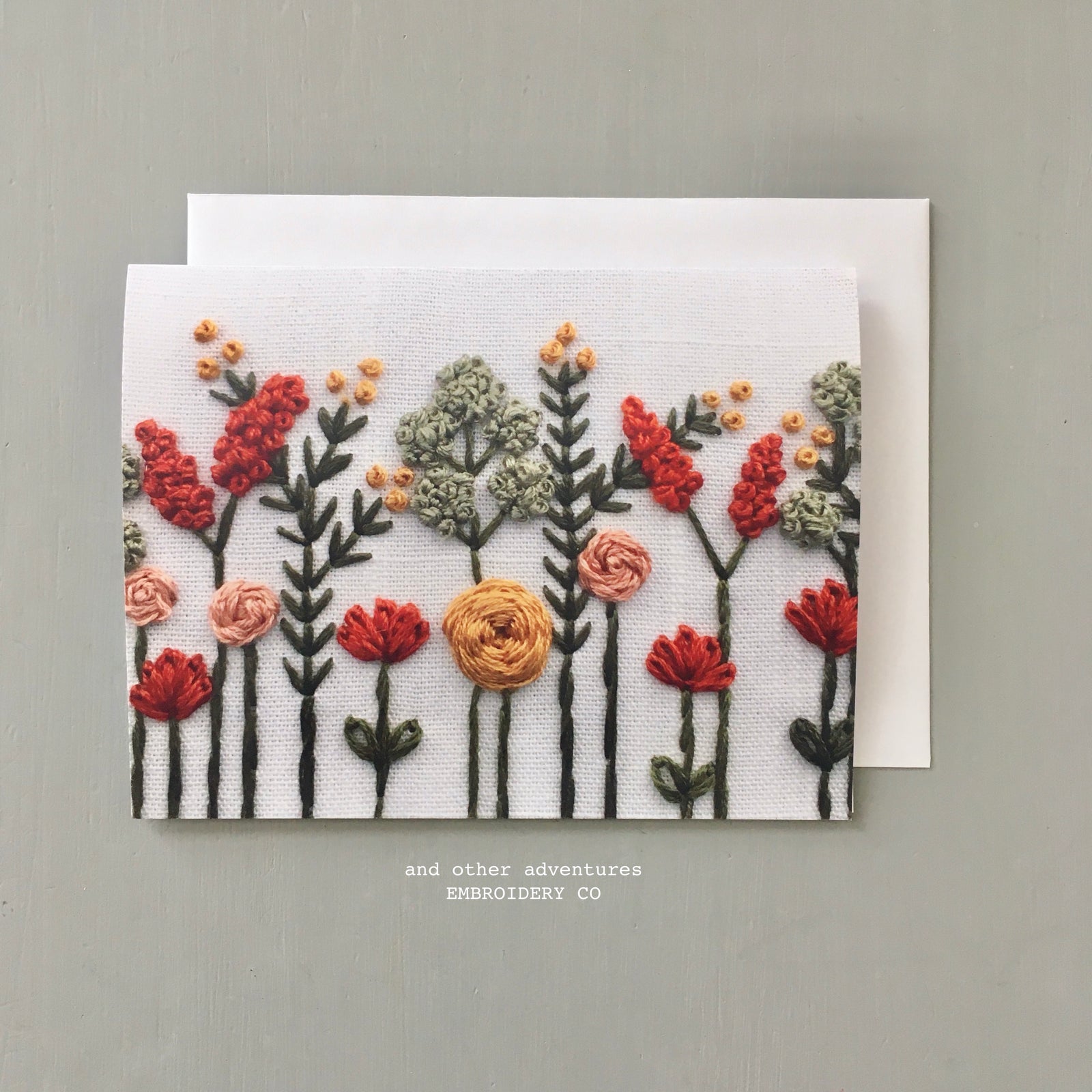 Fall Floral Embroidery Note Card by And Other Adventures Embroidery Co
