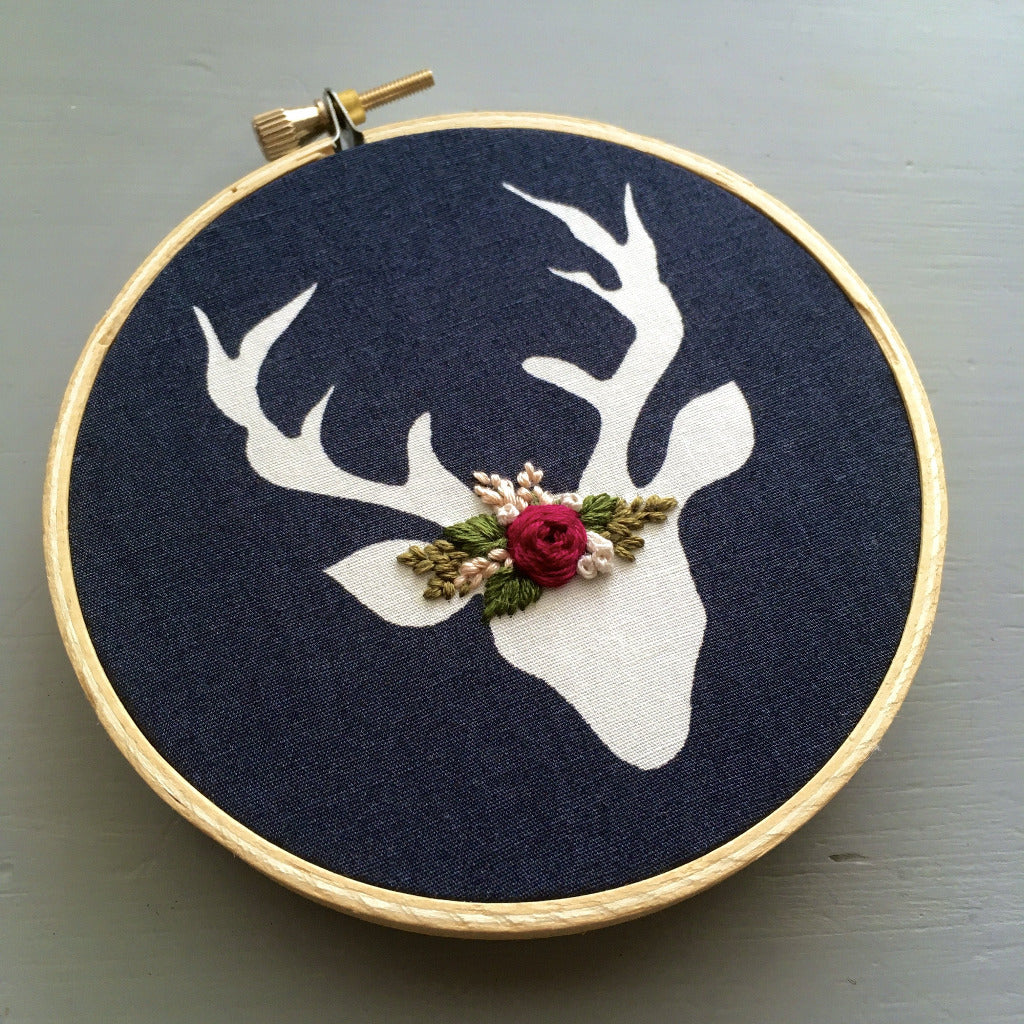 Hand Embroidered Deer Ornament - Cranberry | And Other Adventures Embroidery Co