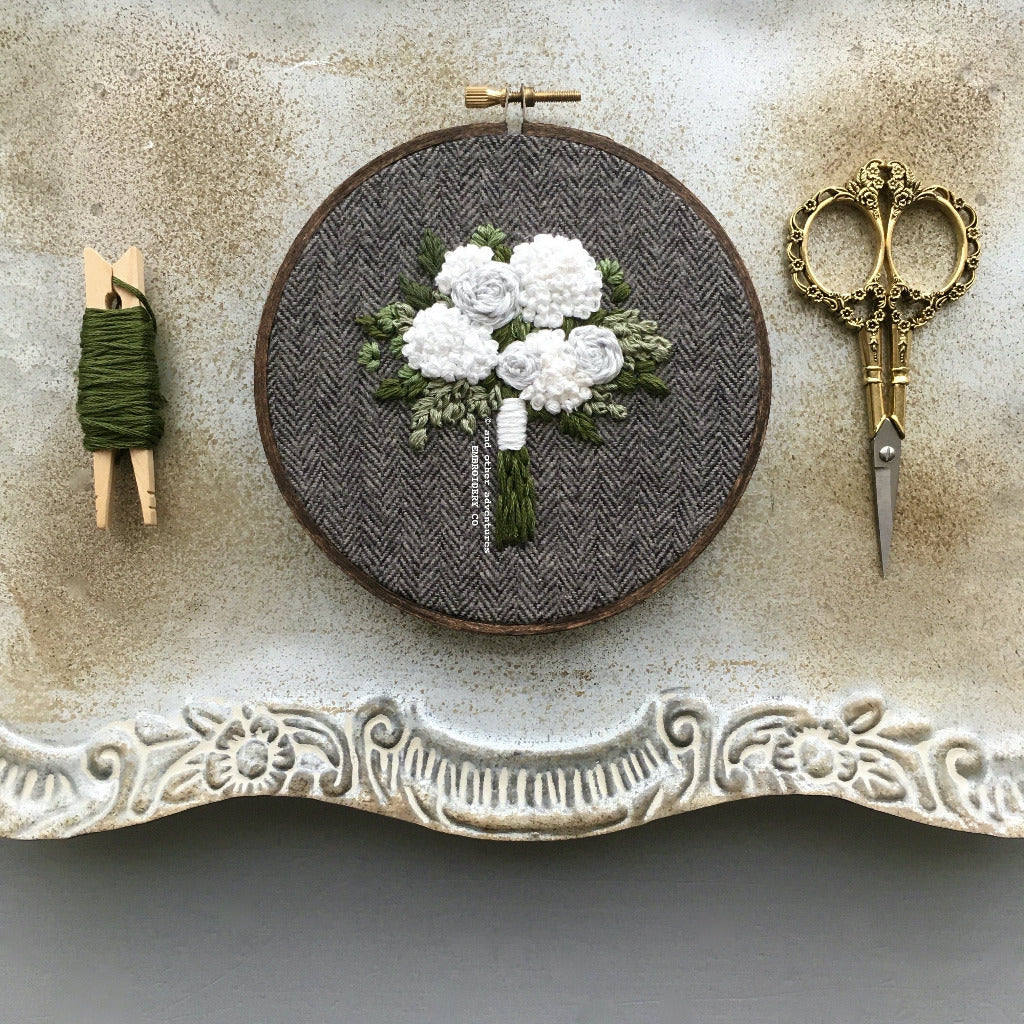 Winter White Floral Bouquet Embroidery | And Other Adventures Embroidery Co