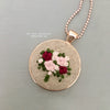 Modern Romantic Floral Bouquet Embroidery Rose Gold Necklace