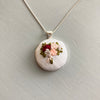 Crimson and Blush Hand Embroidered Floral Necklace by And Other Adventures Embroidery Co
