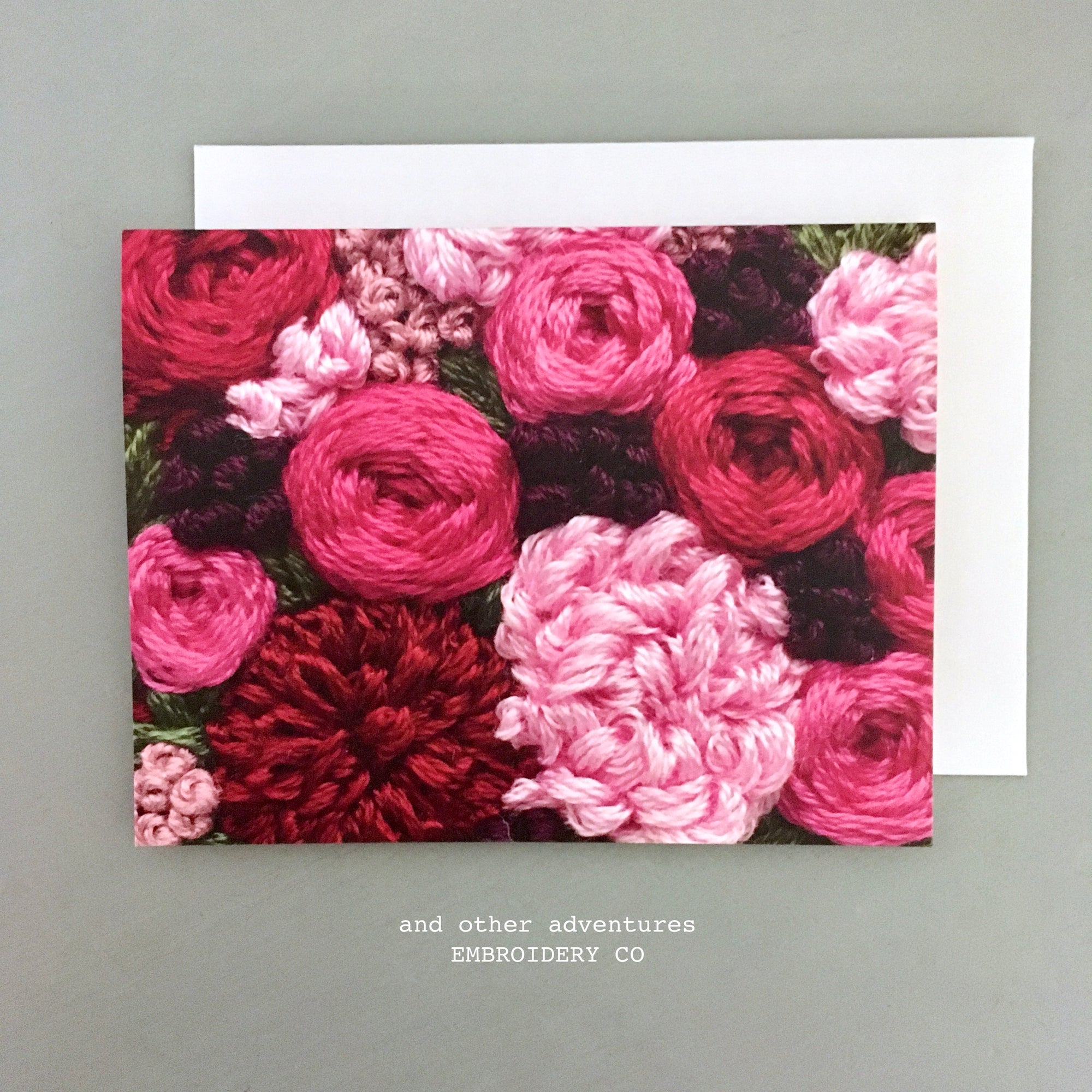 Greeting Card - Magenta Pink Florals by And Other Adventures Embroidery Co