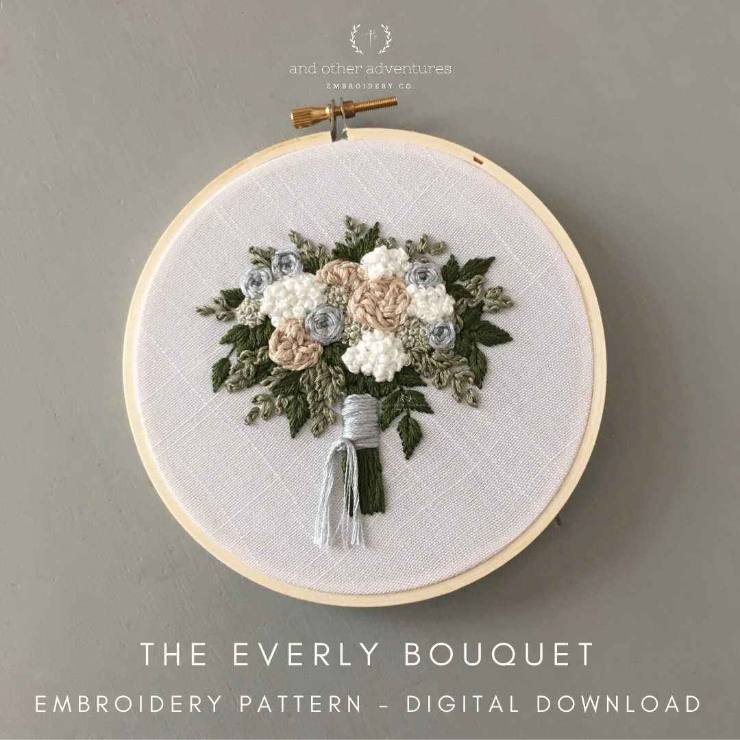 The Everly Bouquet - DIY Wedding Bouquet Digital Embroidery Pattern by And Other Adventures Embroidery Co