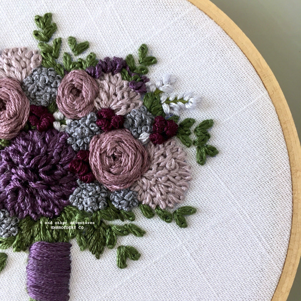 The Violette Bouquet - Floral Hand Embroidery Pattern - And Other