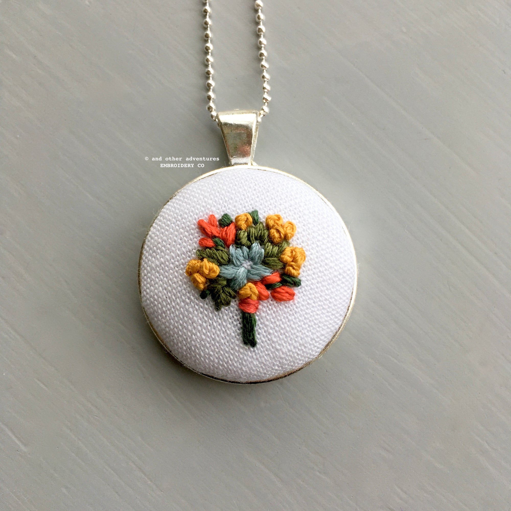 Fall Floral Necklace Embroidery | And Other Adventures Embroidery Co
