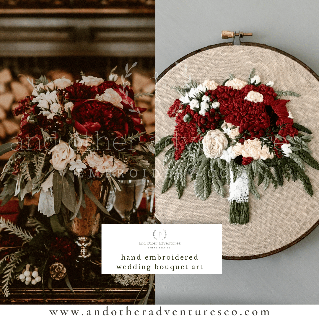 Custom Bridal Bouquet Embroidery Art | And Other Adventures Embroidery Co