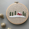 Snowy Christmas Cabin Embroidery Hoop Art by And Other Adventures