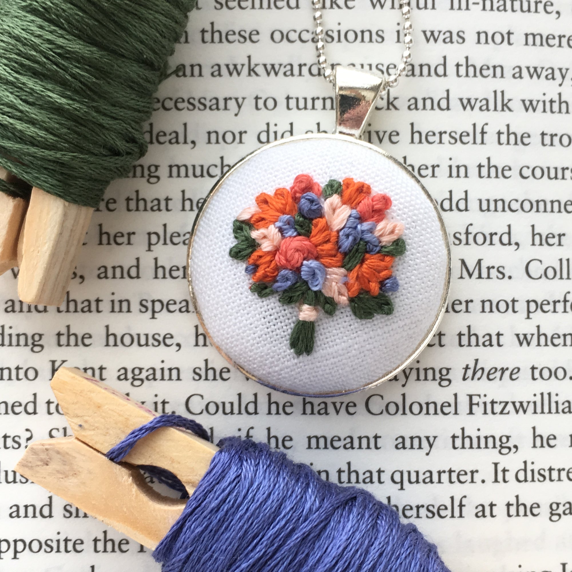 orange and blue embroidery