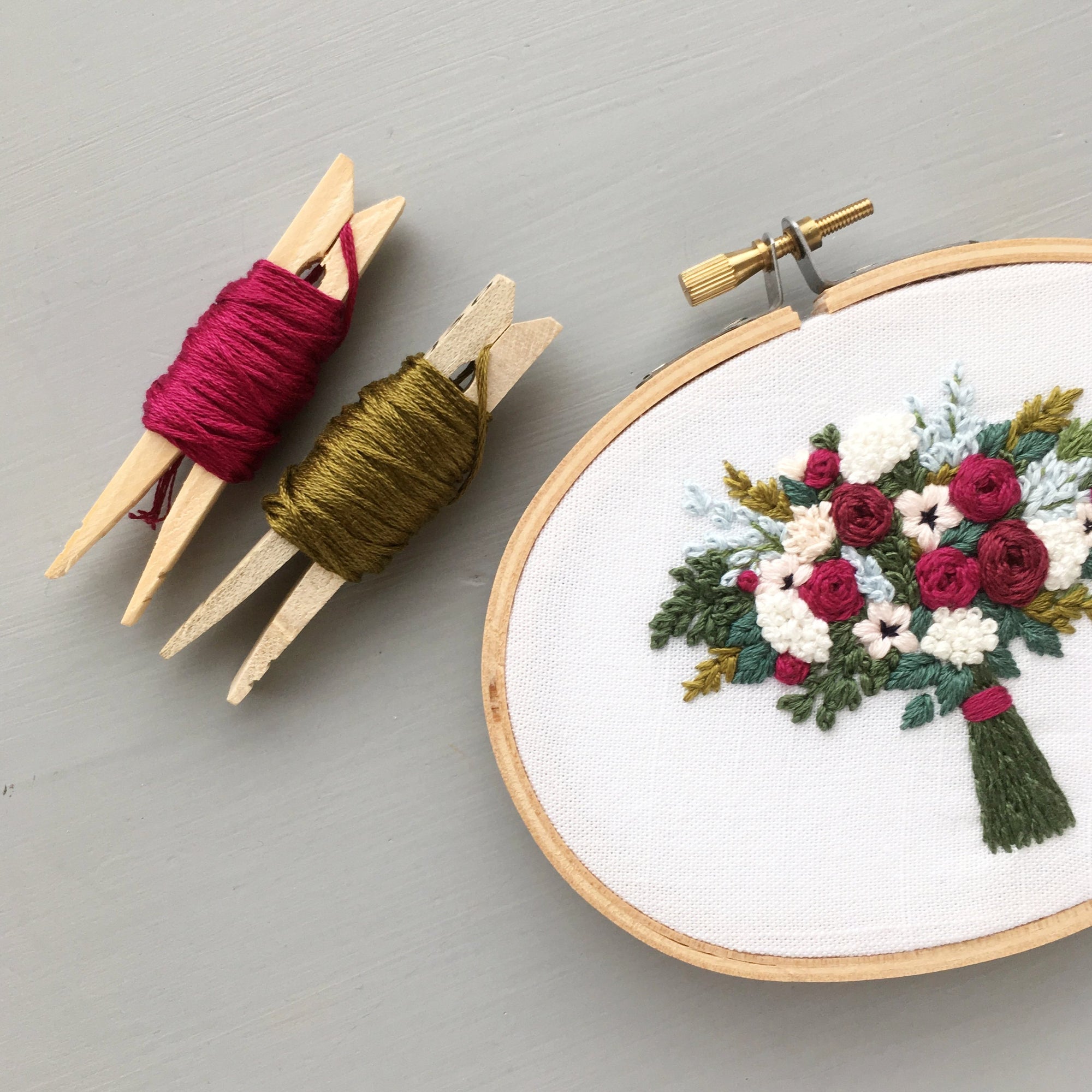 floral bouquet cranberry tones