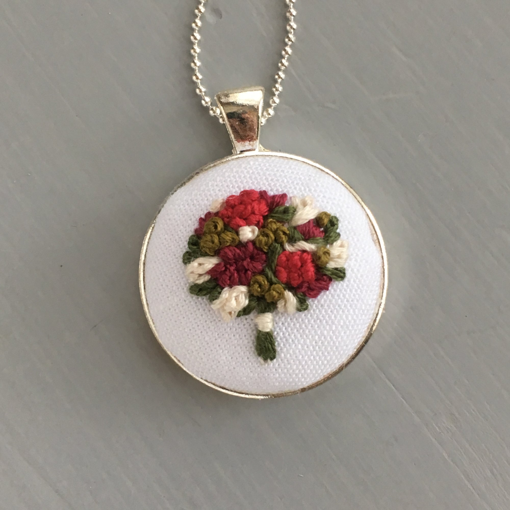 Hand embroidered floral bouquet