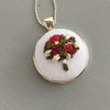 silver embroidered pendant necklace