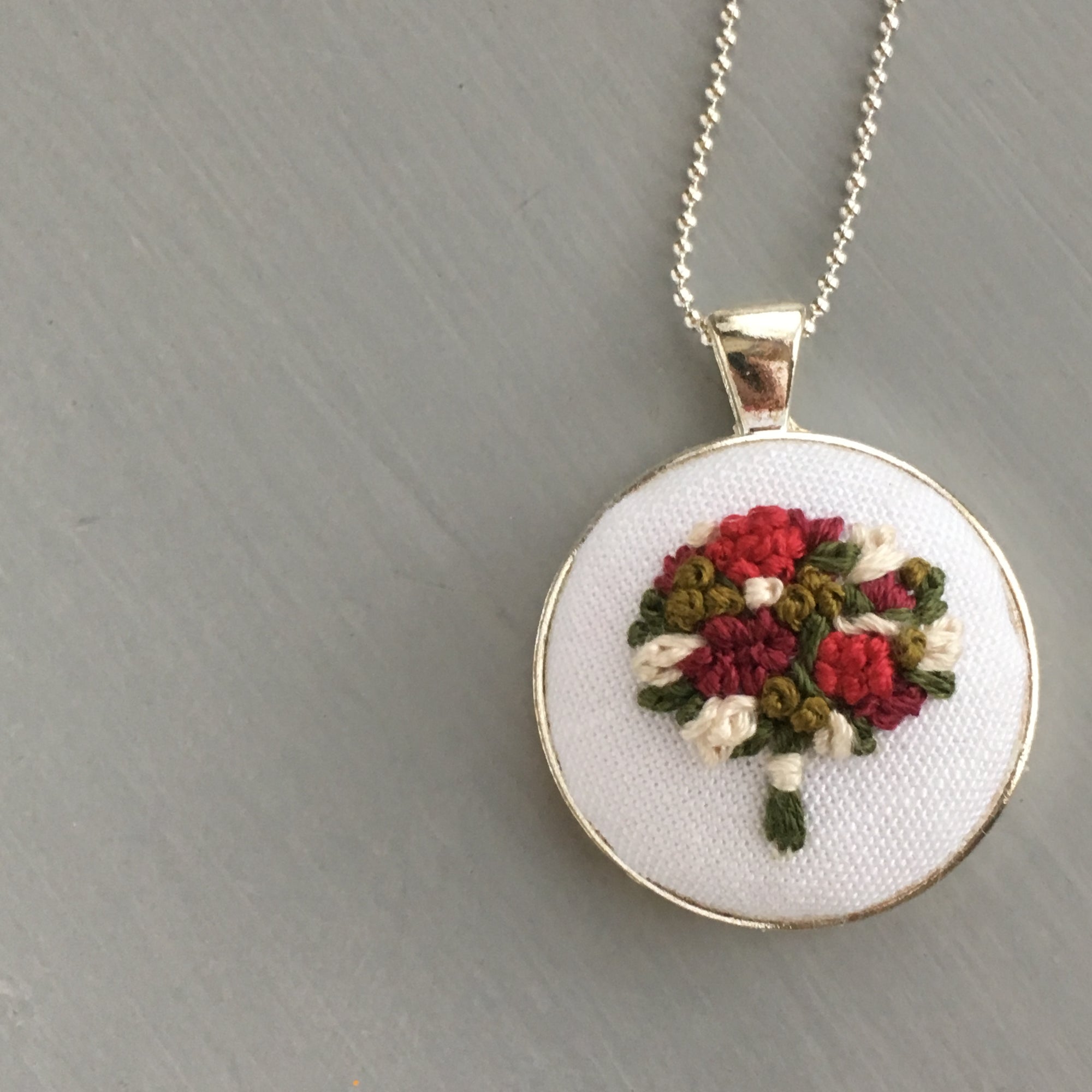 Floral Bouquet Embroidered Necklace
