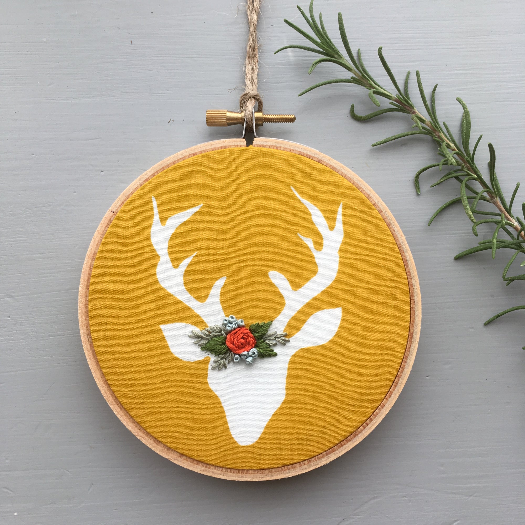 Deer Floral Crown Hand Embroidery by And Other Adventures Embroidery Co