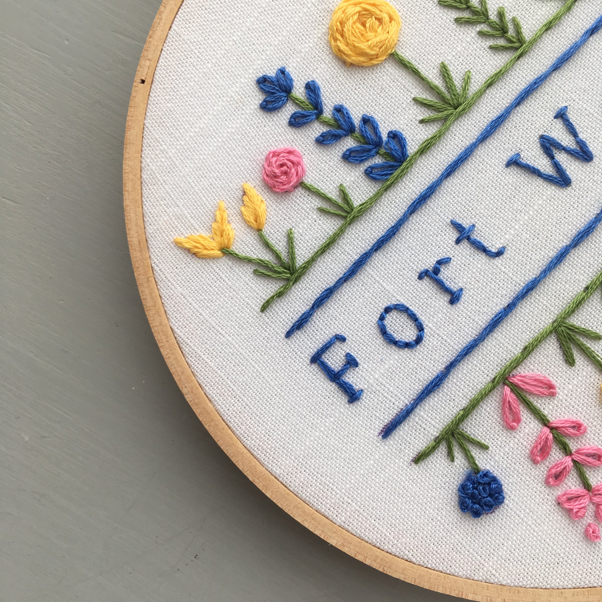 Fort Worth - Hand Embroidered Hoop Art