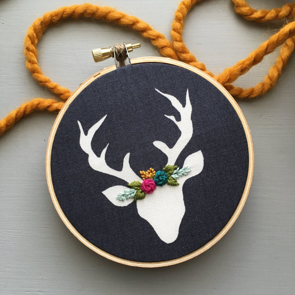 Hand Embroidered Christmas Deer Ornament by And Other Adventures Embroidery Co