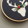 Hand embroidered deer ornament by And Other Adventures Embroidery Co