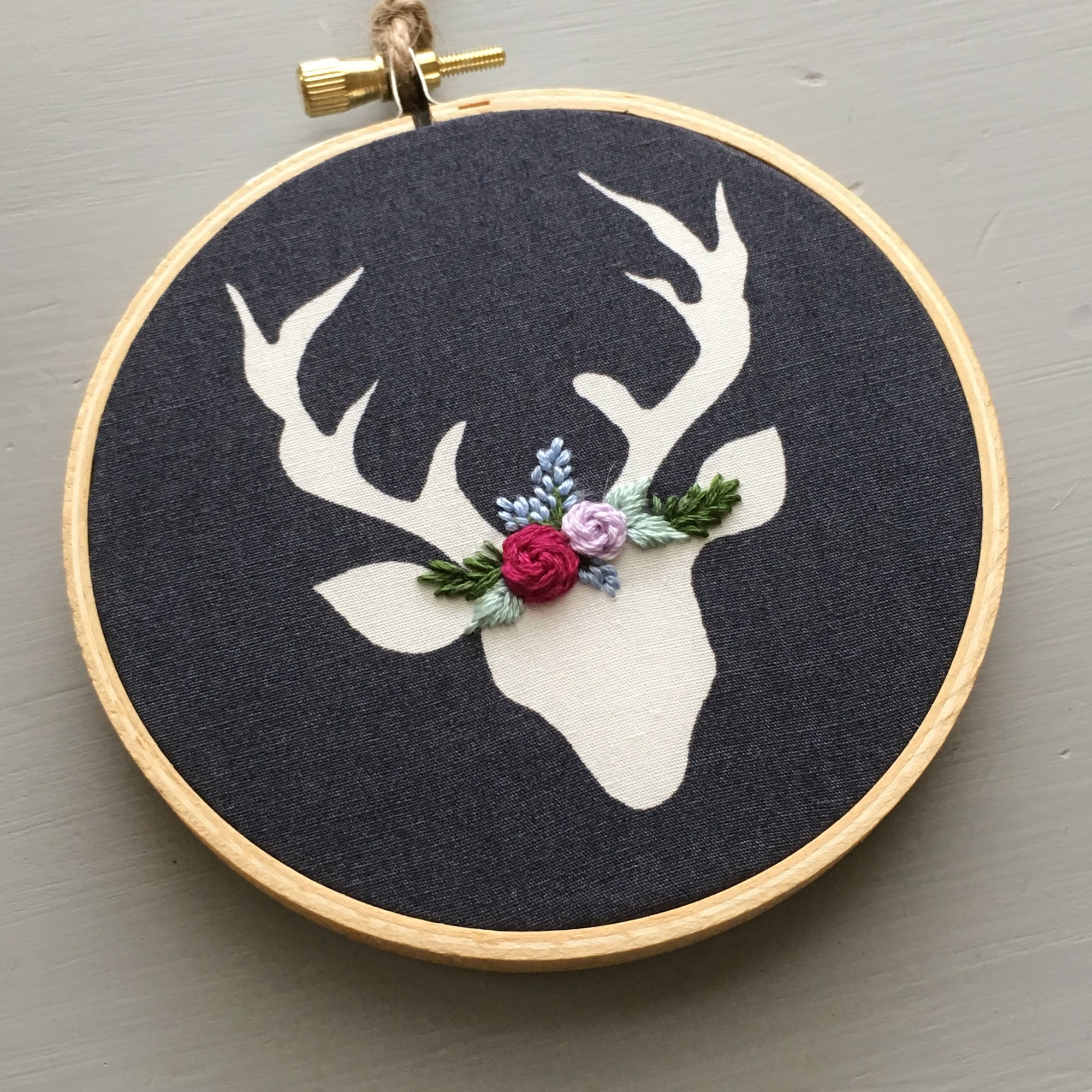 Hand Embroidered Christmas Deer Ornament by And Other Adventures Embroidery Co
