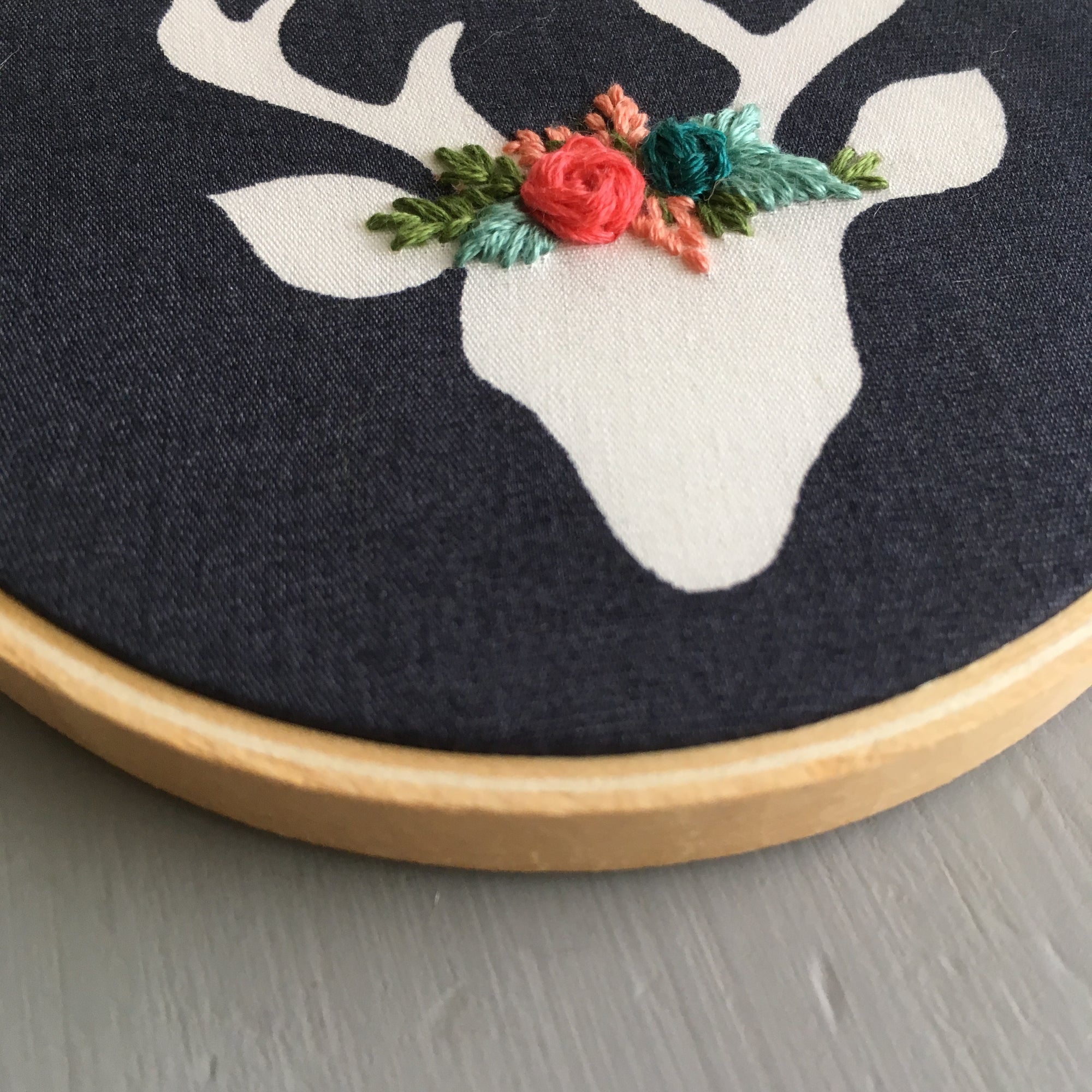 Floral Crown Deer Embroidery Christmas Ornament by And Other Adventures Embroidery Co