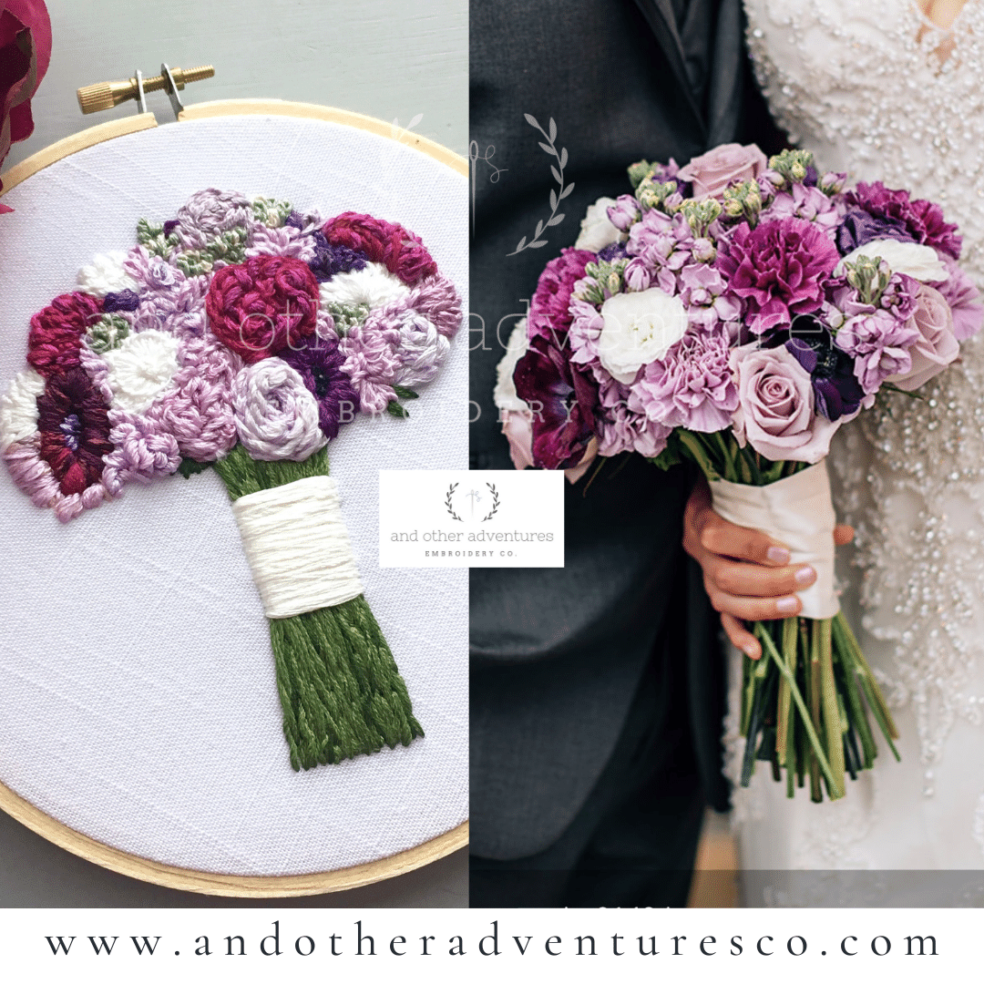 Moody Purple Bridal Bouquet Hand Embroidered Art by And Other Adventures Embroidery Co