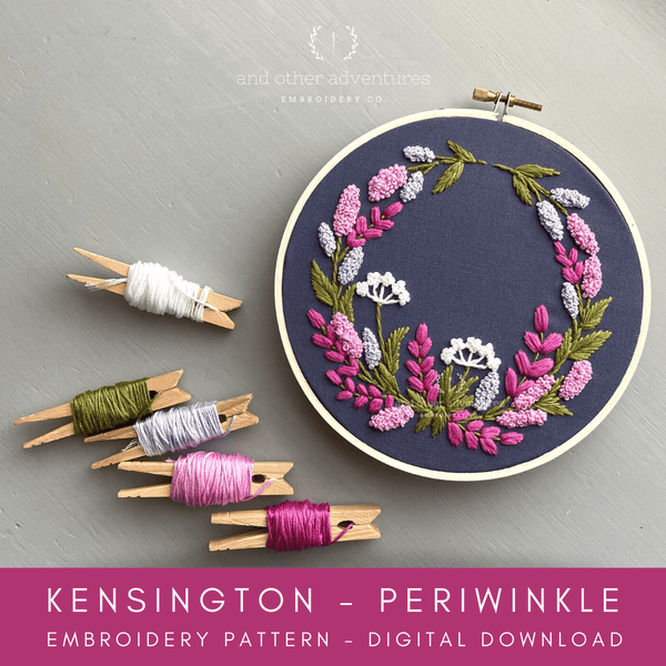 Hand Embroidery Digital Pattern - Kensington in Amber