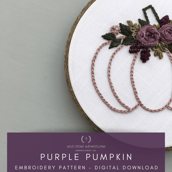 And Other Adventures Embroidery Co Embroidery Kit Smokey Purple Pumpkin  (Beginner) - The Websters