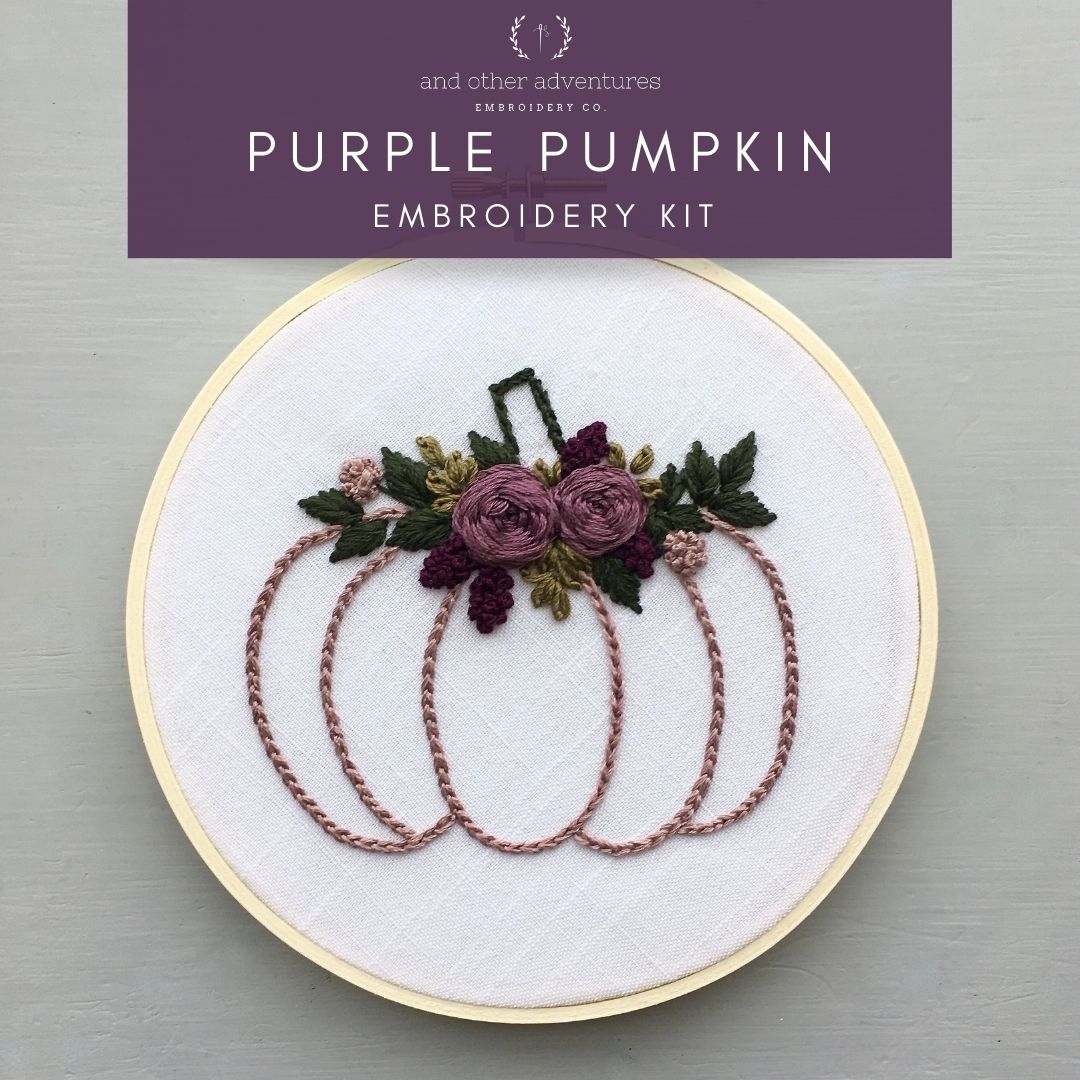 Hand Embroidery Kit - Purple Floral Pumpkin - And Other Adventures  Embroidery Co