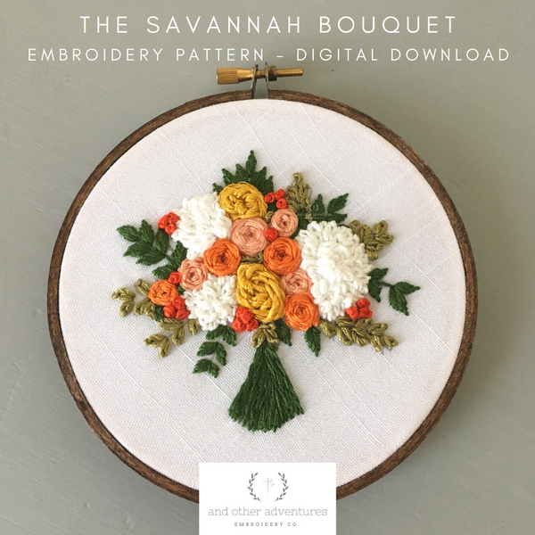 The Savannah Bouquet - Summer Floral Hand Embroidery Pattern - And ...