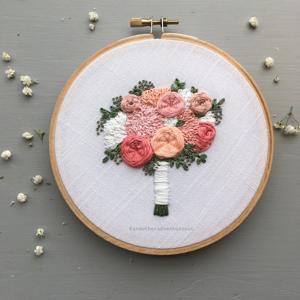 Pale Pink Flower Bouquet Embroidery by And Other Adventures Embroidery Co
