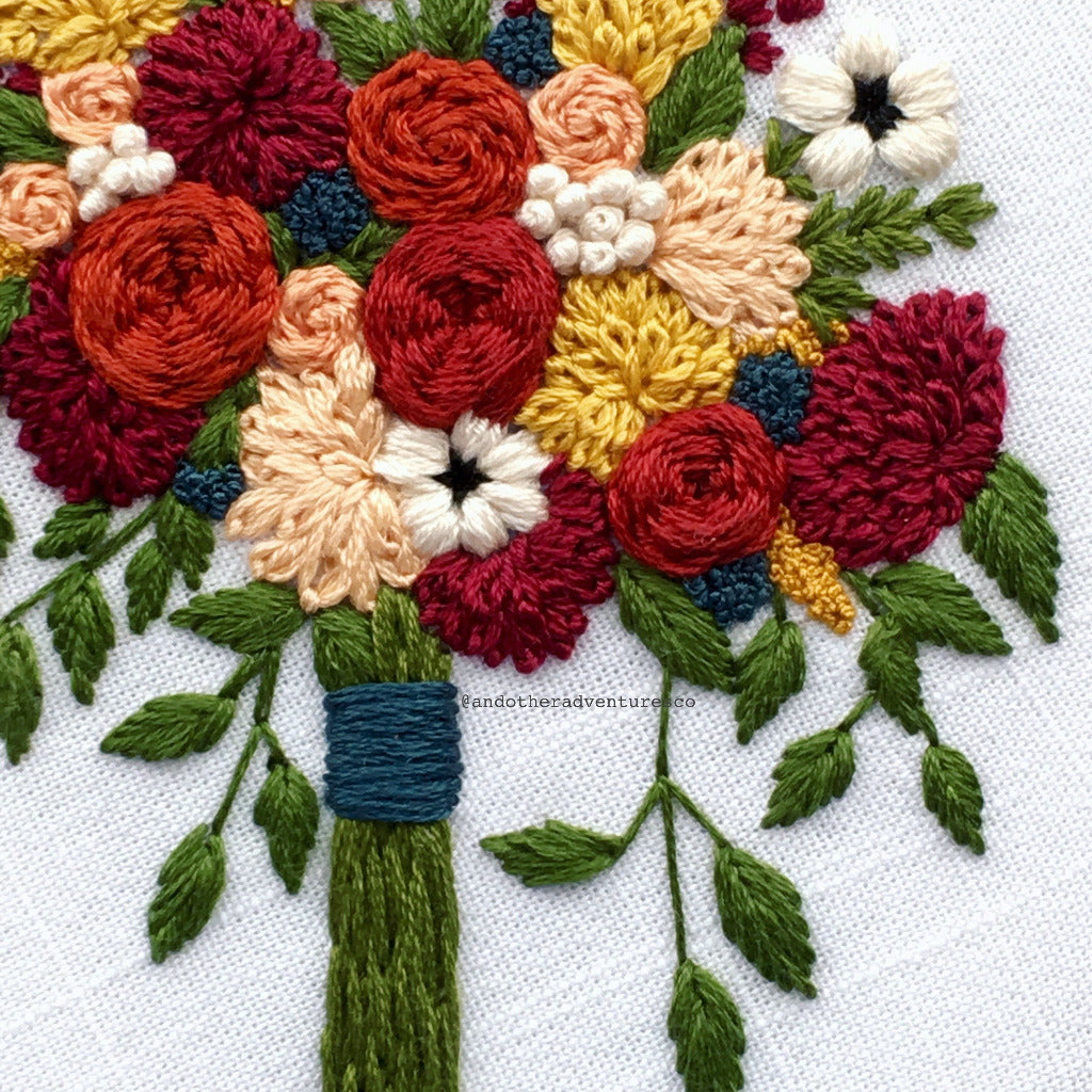 Antonia Embroidered Flower Bouquet - DIY hand embroidery pattern by And Other Adventures Embroidery Co