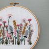 Pink and Gold embroidered flowers by And Other Adventures Embroidery Co
